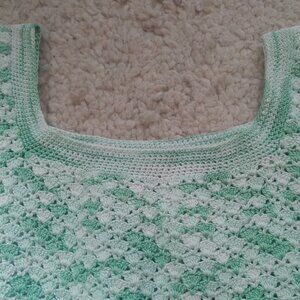 Vintage shades of green crochet outfit Suit Tank Top + Skirt boho hippie Chic